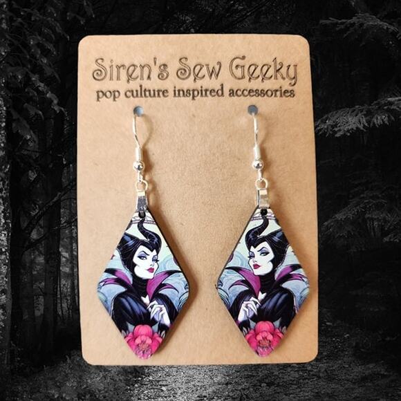 Handmade Jewelry - Maleficent Sleeping Beauty Disney Villain Earrings